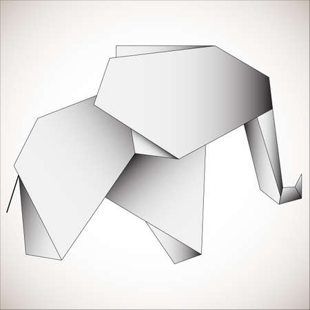 Polygonal outline elephant on gray background. Elephant stylized triangle polygonal model. Suitable for modern tattoo polygonal templates, icons or logo elementsのイラスト素材