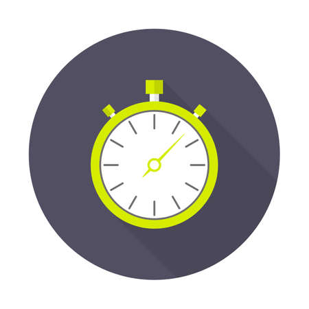 stopwatch icon, flat design. Flat icon with long shadow. Vector illustration.