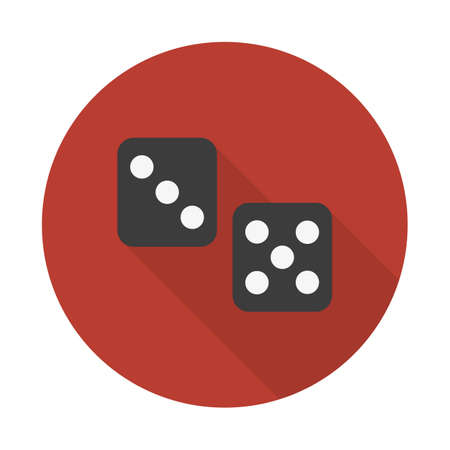Dice icon with long shadow. flat style vector illustration. Classic flat iconのイラスト素材
