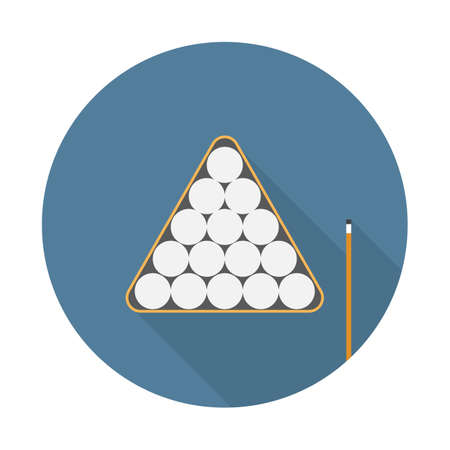 Billiard icon illustration isolated vector sign symbol in long shadow style on blue background. Vector illustrationのイラスト素材