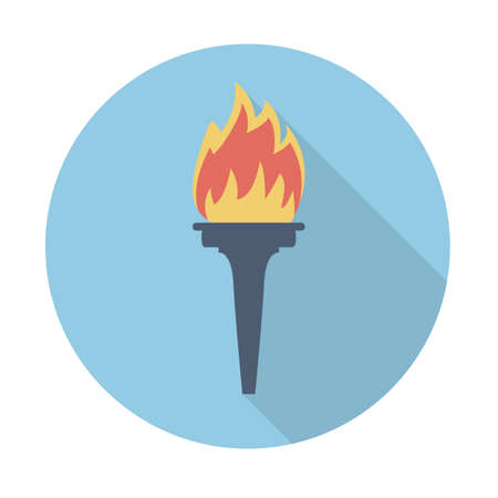 Torch Colored Vector flat icon with long shadow. Flat modern design with shadowのイラスト素材