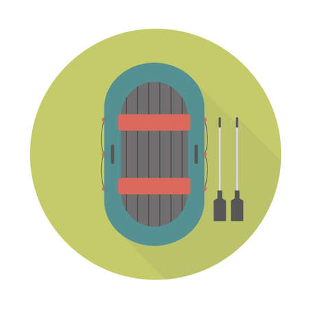 Inflatable boat flat icon with long shadow. Icon for web and mobile application. Vector illustrationのイラスト素材