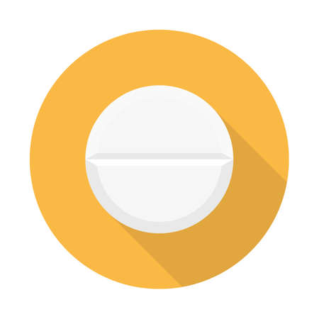 Flat medical pills icon with lonh shadow. Tablets symbol. Health care. Vector illustrationのイラスト素材