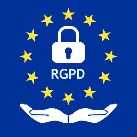 RGPD is GDPR: general data protection relation in French, Italian, Spanish. Vectorのイラスト素材