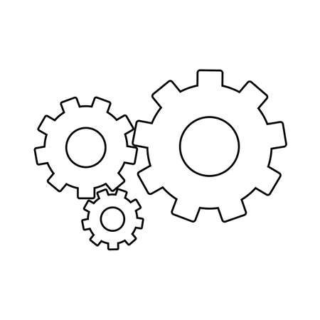 Setting Gears, cogwheels line icon. linear style sign for mobile concept and web design. Cog gears mechanism outline vector icon. Symbol,  illustration.のイラスト素材