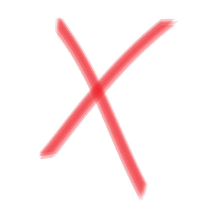 X Red cross handwritten. Two Red Crossed Vector Brush Strokes. Rejected sign in grunge style.のイラスト素材