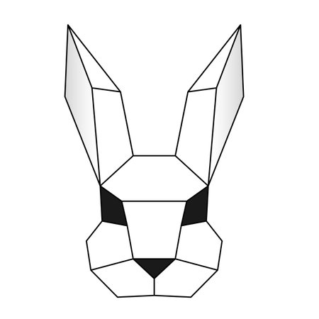 Vector polygonal triangular illustration of animal head. Origami style outline geometric rabbitのイラスト素材