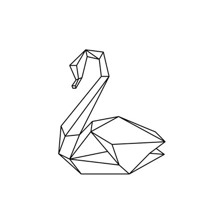 Abstract linear polygonal swan. Contour for tattoo, logo, emblem and design element.のイラスト素材