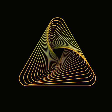 abstract yellow geometric triangle spirograph on black background