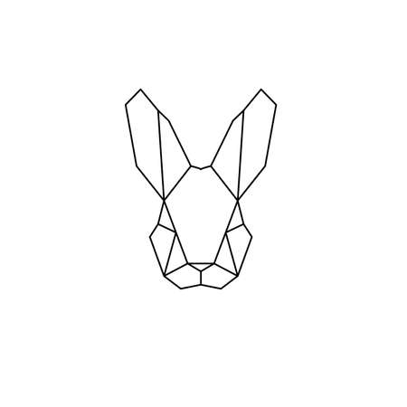 Minimal rabbit emblem template for business. Abstract rabbit head with grid lines. Vector illustration.のイラスト素材
