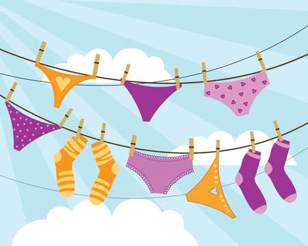 Underwear and socks are driedのイラスト素材