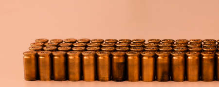 Four 4 columns of gold bullets in organized into rows