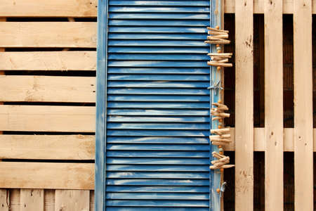 Wooden plank wall with hanging decoration