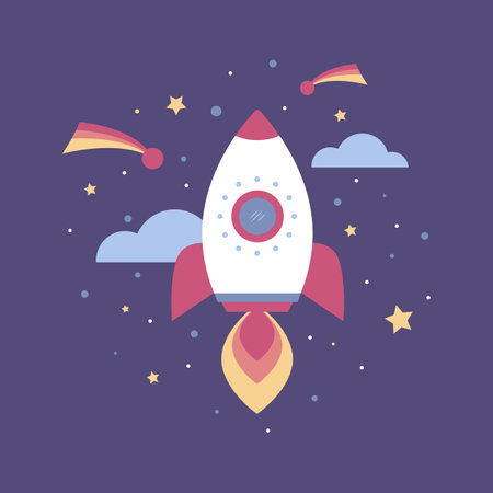 Flat vector illustration rocket. flat rocket. cartoon rocket. Children's illustration of a rocket
