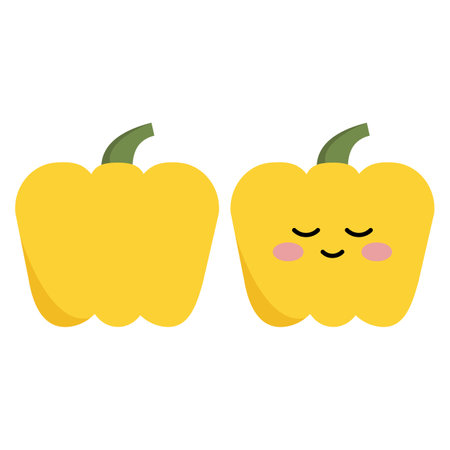<p>pepper vegetable cartoon icon vector illustration graphic design vector illustration graphic design. cute pepper. Yellow bell pepper with kawaii eyes.</p>のイラスト素材