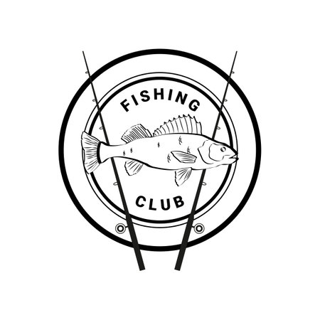 Fish club logo. Vector illustration of fishing club logo. Fishing club badge. Fish sticker. fishing badgeのイラスト素材