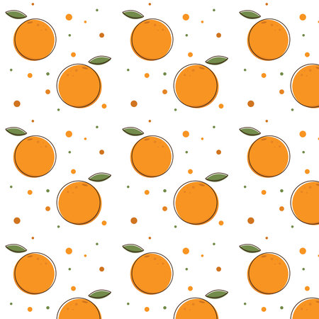 Seamless pattern with oranges. Vector illustration on white background.