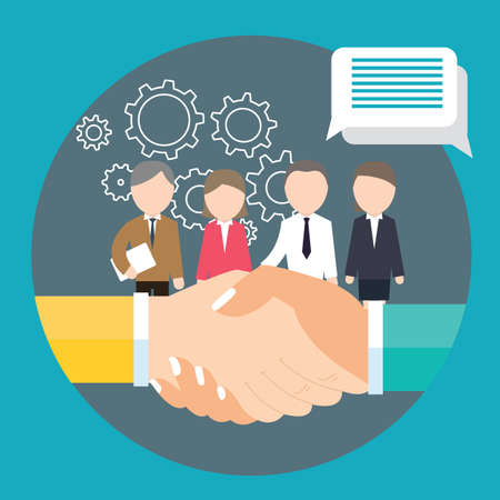 Business handshake agreement partnership meeting concept team work gear cogsのイラスト素材