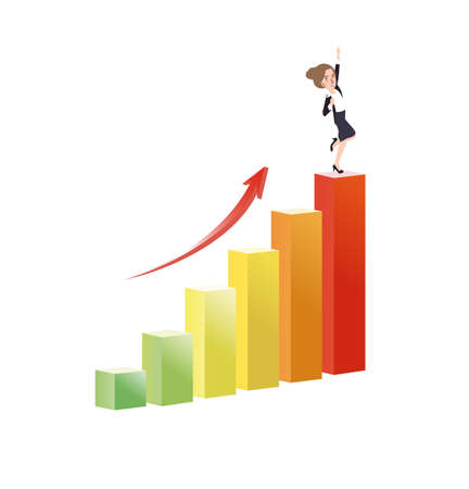 business woman growing increase a graph success growth vectorのイラスト素材