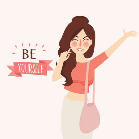 Vector illustration of Believe in yourself Girl fashion lettering typography inspirational quote poster vectorのイラスト素材
