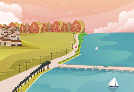 Sea side view from top designのイラスト素材