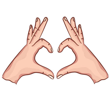 Giving love from hand to hand heart shape gesture drawingのイラスト素材