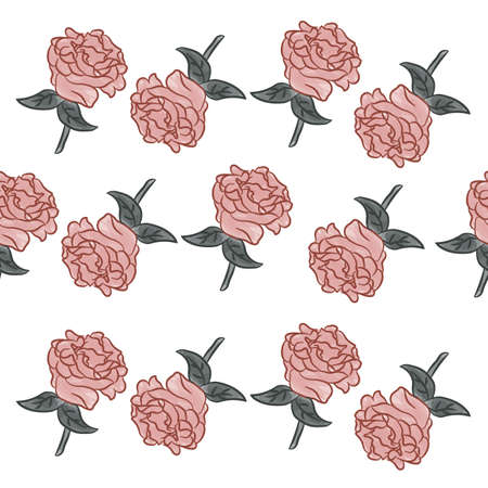 small rose flowers pattern with leavesのイラスト素材