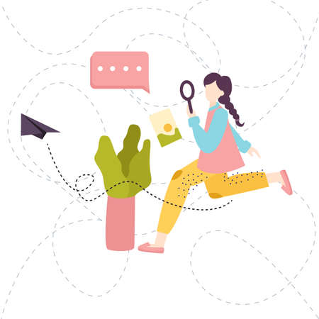 girls searching document or image using keywords on Internet Data Information symbol glass vector