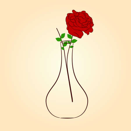 Rose in a vase, isolated. Vector illustrationのイラスト素材