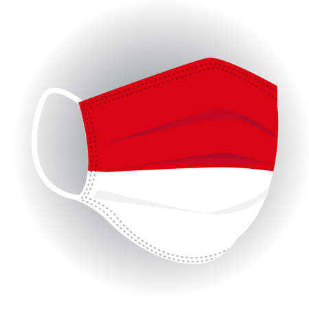 Illustration of Indonesia Flag in respiratory mask with virus coronavirus or covid-19のイラスト素材