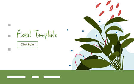 Floral clump of leaf plant campaign for web website home homepage template landing page banner with flat style.のイラスト素材