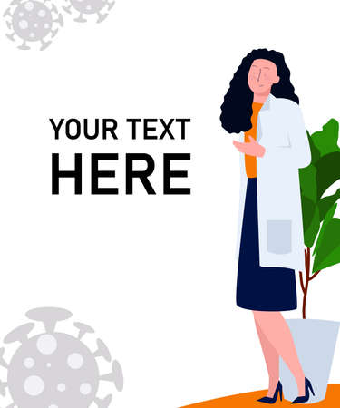 doctor women character for template banner poster with cartoon flat styleのイラスト素材