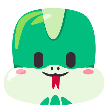 Snake reptile face mask illustration smile head wild animal smile and shape design cartoon flat kids children drawingのイラスト素材