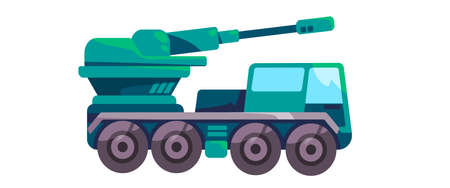 Artillery gun heavy military truck illustrationのイラスト素材