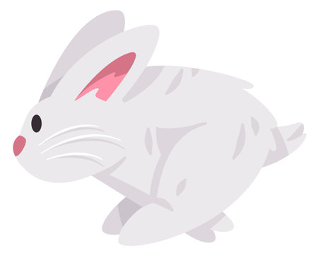 Running jumping rabbits bunnies or bunny cute adorable animal with furry hair in white colorのイラスト素材