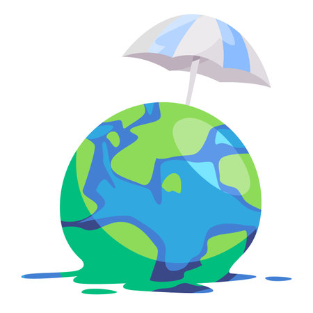 Cover globe earth with umbrella earth icon illustration of environmental protection taking care blue planetのイラスト素材