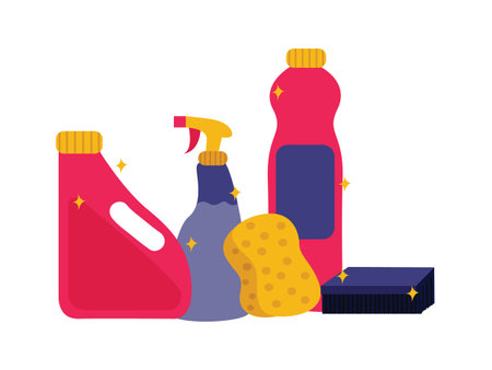 washing clothing laundry machine and housekeeping tools hygiene cleaning with a girl holding basket clothesのイラスト素材