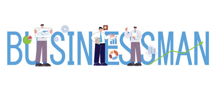 text typography businessman company professional job career and man standing business personのイラスト素材