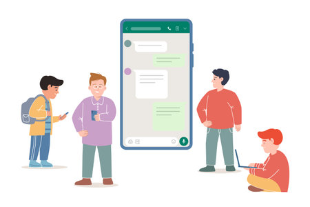 Chat discussion smartphone mobile application young balloon interface dialog speech communicationのイラスト素材