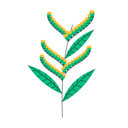 plant stem and green leaf wild nature spring season environment blossom foliage fresh ecologyのイラスト素材