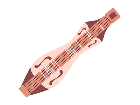 brown color appalachian dulcimer ancient musical instrument equipment play traditional folk music vintageのイラスト素材