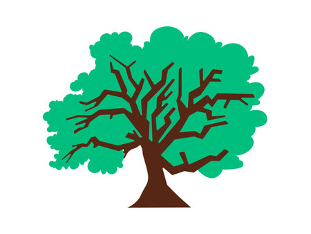 big tree branch green foliage ecology fresh environment nature growth high plant and large woodのイラスト素材