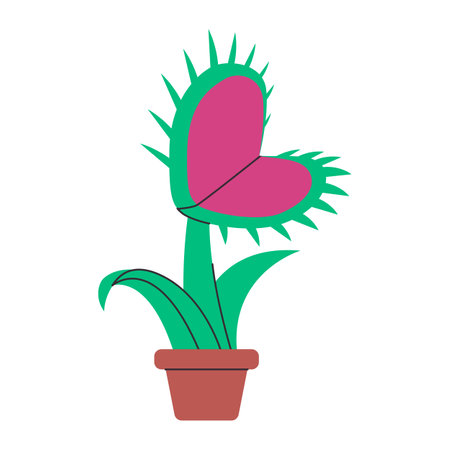 venus flytrap pot wild nature carnivorous plant for catch insect with sharp jaws thorn danger botanyのイラスト素材