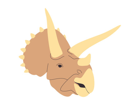 head dinosaur triceratops with long horns wild nature prehistoric extinct big strong creatureのイラスト素材