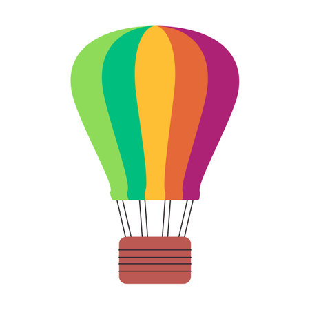 colorful hot air balloon transportation airship fly high fun leisure journey recreation adventureのイラスト素材