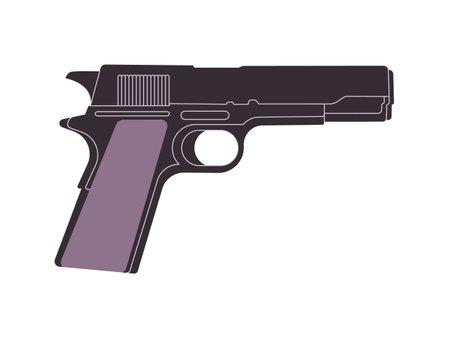 black pistol weapon dangerous firearm for attack violence or defense handgun police and military gunのイラスト素材