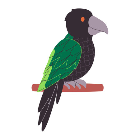 green and black color bird sisserou parrot species parrot pretty cute nature animal wildlife creatureのイラスト素材