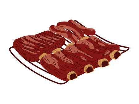 asado argentina traditional food barbecue meat grill cook steak delicious food for lunch or dinner mealのイラスト素材