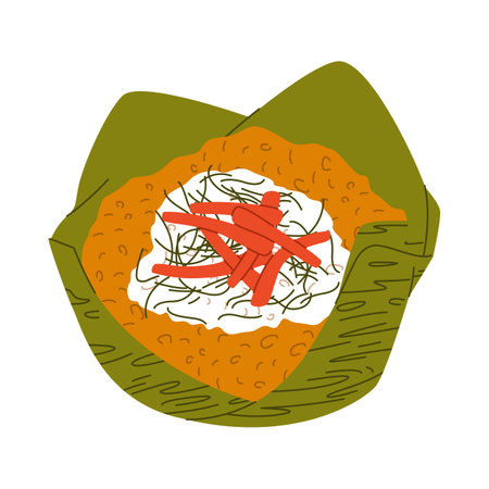 fish amok traditional food cambodia made from steamed fish in banana leaves and eaten with rice delicious cuisineのイラスト素材