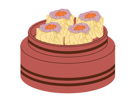 dimsum traditional food china made from meat and wrapped with dumpling delicious snackのイラスト素材